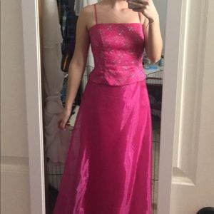 Pink two piece prom dress
